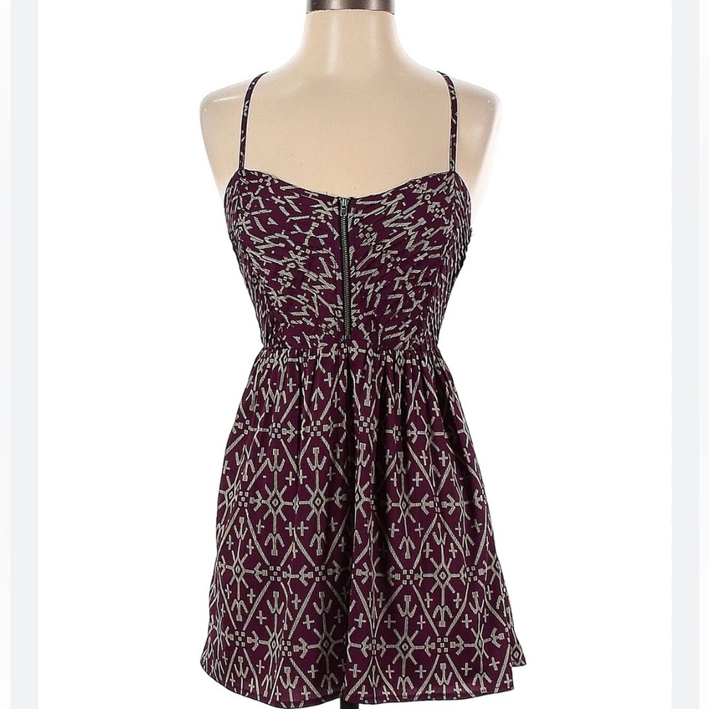 Roxy Plum and Cream Printed Mini Dress